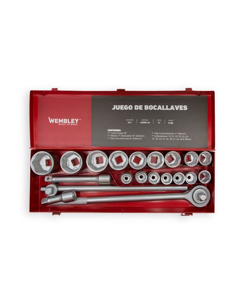 Juego de Bocallaves Milimétrico [Encastre 3/4"] (21 Pzs)